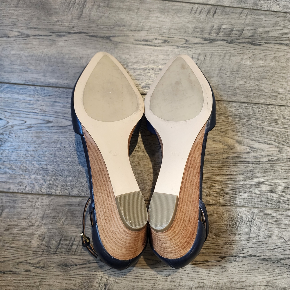 Talbots Women's Laney D'Orsay Navy Soft Nappa Wedge Almond Toe, Size 11M - Picture 8 of 11